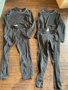 Kids Black Thermal Base Layer Matching Set - Long Sleeve Top & Leggings